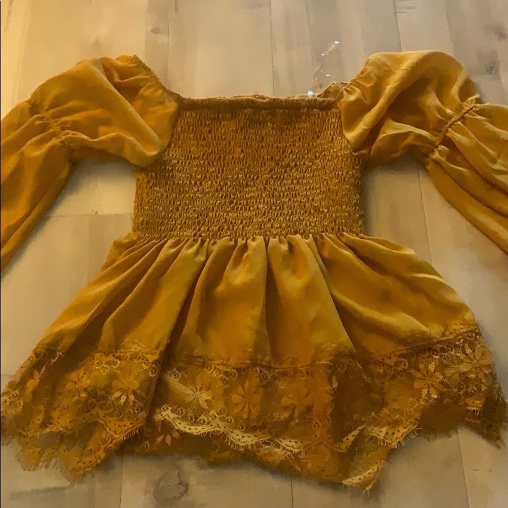 Yellow off the shoulder shirt